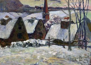 雪の下のブルトン村、1894 作： Paul Gauguin